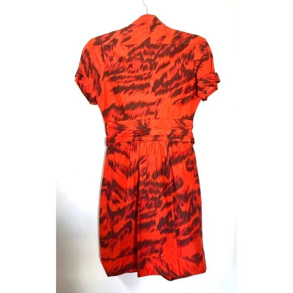 Diane von Furstenberg DVF Hoya Tiger Button Short Sleeve Shirtdress Sz 0 - Picture 2 of 8